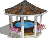 Illustration of hot tub building
